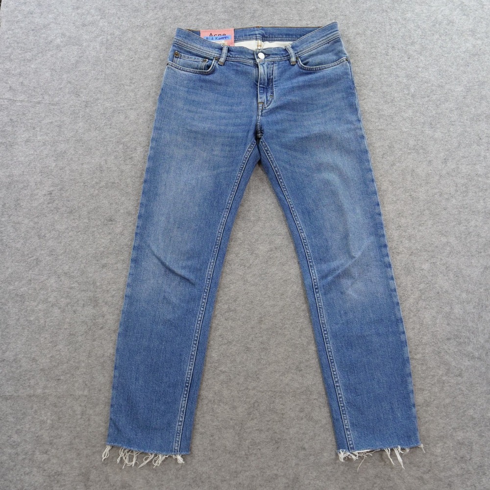 Acne Studios Bla Konst Jeans Womens 28 North Blue Straight Crop Raw Hem Italy